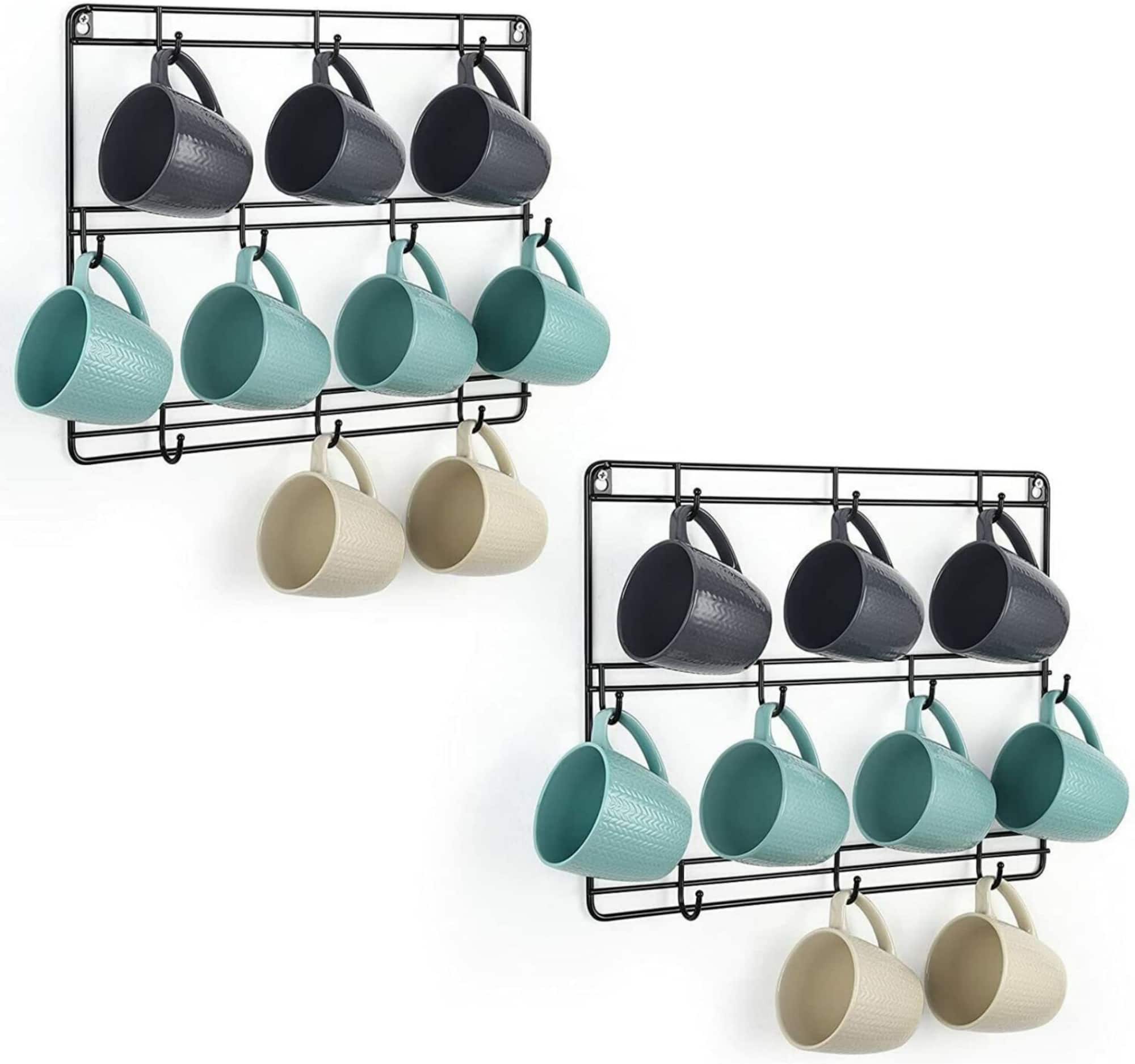 NEX™ Black Wall Mounted Coffee Cup Holder Set